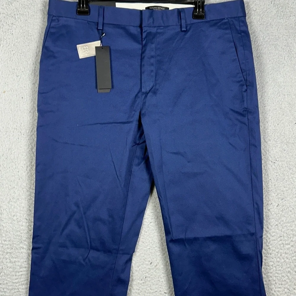 NEW Banana Republic Pants Mens 35X34 Blue Fulton Skinny Fit Rapid Movement Chino